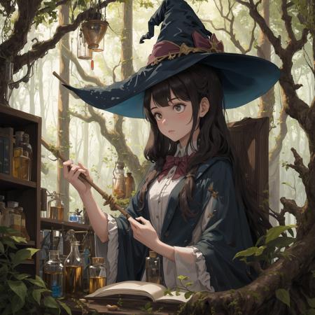 00380-46551272-masterpiece,best quality,1girl,witch,nature,laboratory in a tree,cluttered,shelves,mysterious.png